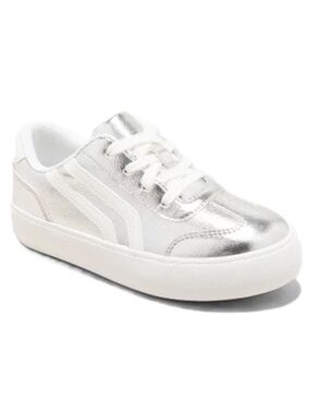 Kids' Coco Platform Court Sneakers - Cat & Jack Silver Lace-up, Padded Collar,